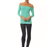 Off Shoulder Long Sleeve Top - Aqua