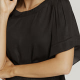 Top with short belle sleeve - Black