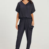 V Neck Top - Navy