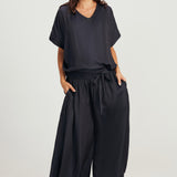 V Neck Top - Navy