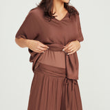Maternity V Neck Top - Chocolate Plum